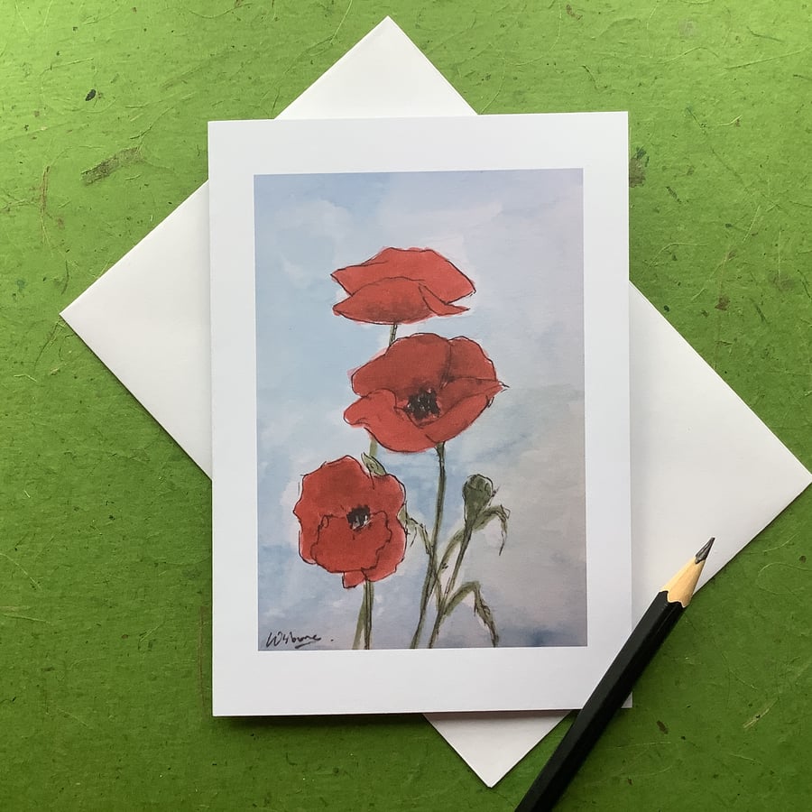 Poppies - greetings card - blank for your own message.