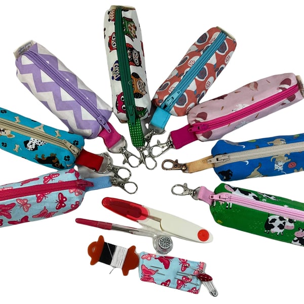 Mini sewing kit with lanyard clip,travel mending case, keyring needle case, keyc