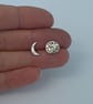 Sterling Silver Moon Studs, Mismatched Stud Earrings, Asymmetric earrings