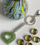 Green Crystal Open Heart Handbag Charm, with a Chainmaille Chain and Keyring  - Image 6