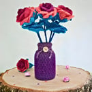 Crochet everlasting Roses & Vase, June Birth Flower, Forever Rose Flowers