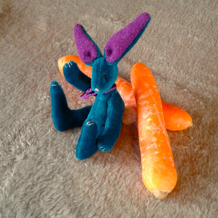 Collectable velvet rabbit 'Sprout' 6 inches tall and fully jointed