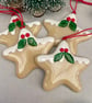Gingerbread Star - Fused Glass Christmas Tree Decoration - Image 2
