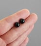8mm Jet Black Stud Earrings - Simple, Round, Everyday Black Studs - Gifts  - Image 4