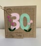 Handmade 30th Birthday Card. Keepsake Card. Textile Card. - Image 2