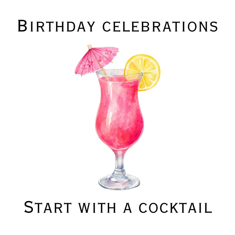 Pink Birthday Cards - personalised or standard print