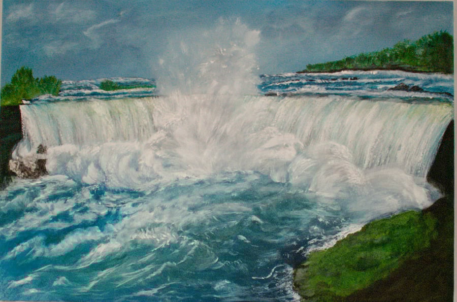 Original acrylic large waterfall painting