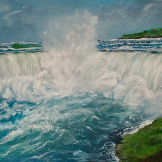 Original acrylic large waterfall painting