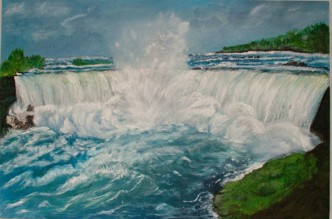Original acrylic large waterfall painting