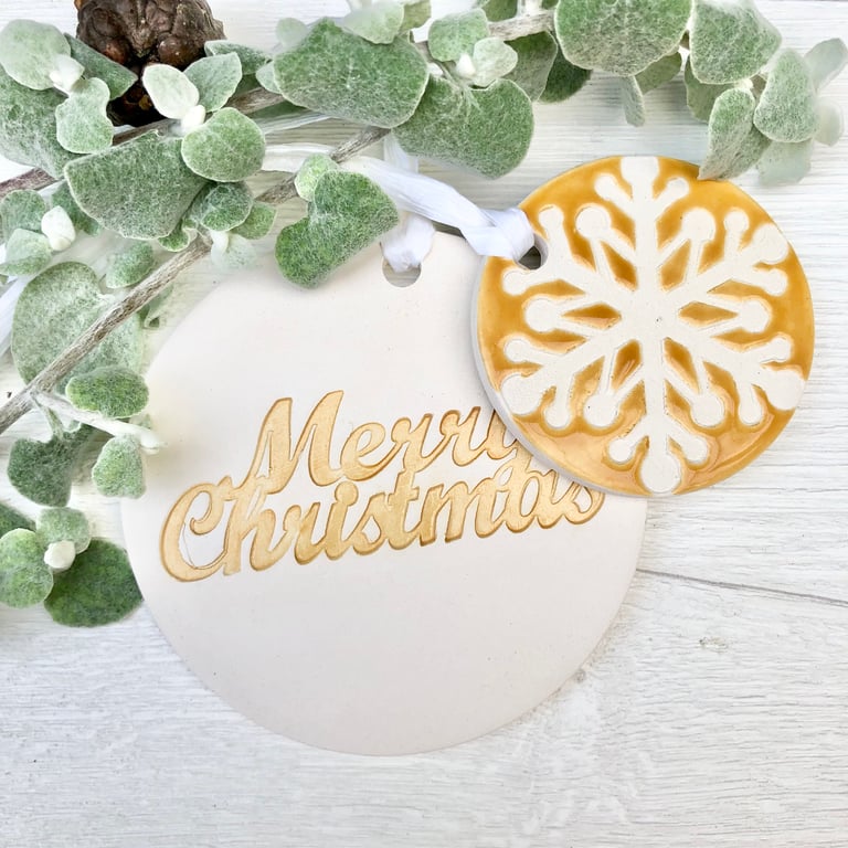 Duo ceramic Christmas decoration