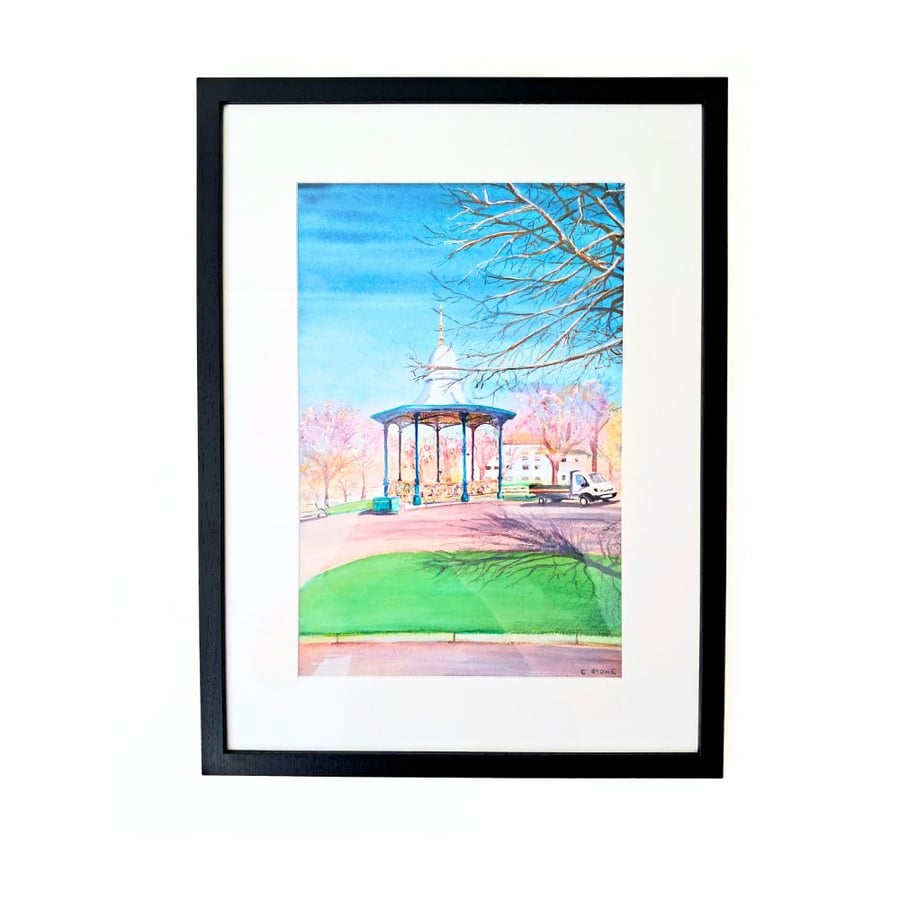 Framed Original Painting Devonport Park Plymouth Gouache and Watercolour 