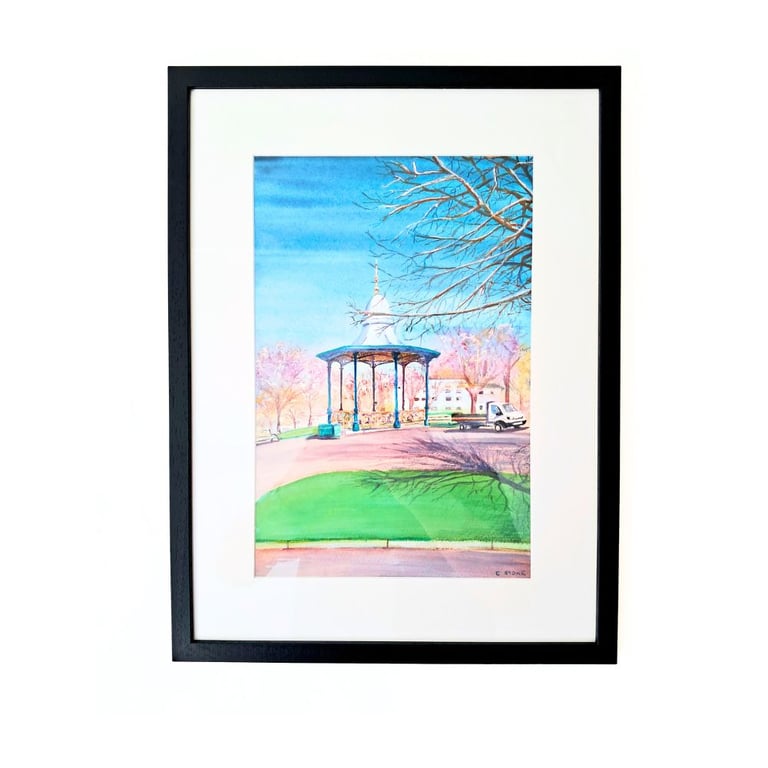 Framed Original Painting Devonport Park Plymouth Gouache and Watercolour 