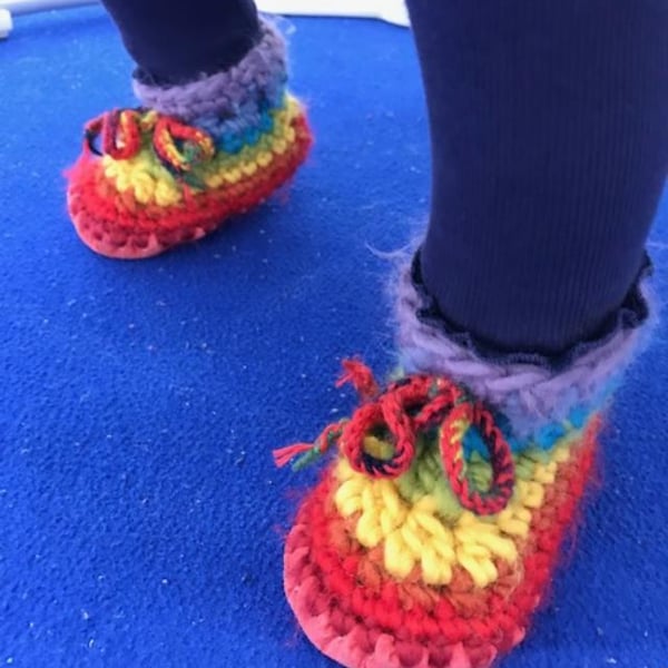 Personalised baby boots - Rainbow- sizes 1-4