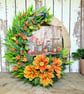 Handmade Summer Garden Wreath Front Door UK - Orange Dahlia Rope Wreath - Image 4