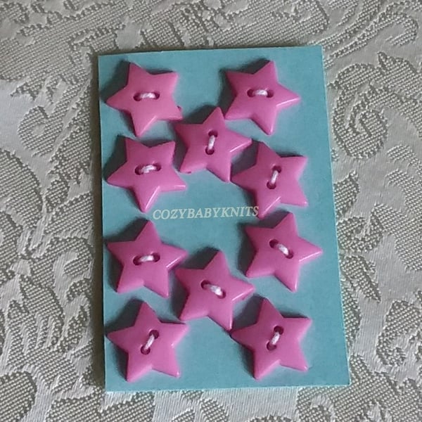 Pink star plastic buttons