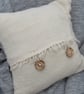 Handwoven Cream Purple Slub Shetland Wool Cushion Cover - Image 4