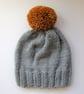 Bobble Hat in Navy Blue Chunky Yarn - Image 10