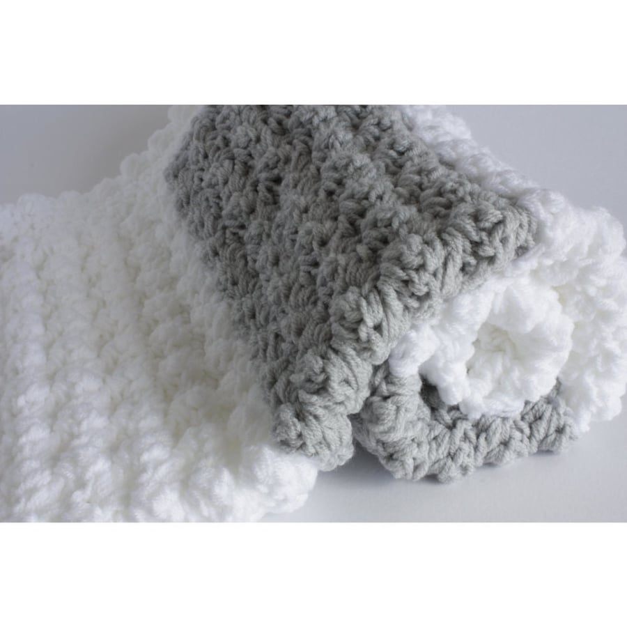 Grey and White Baby Blanket
