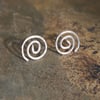 Silver Stud Earrings, Silver Spiral Stud Earrings