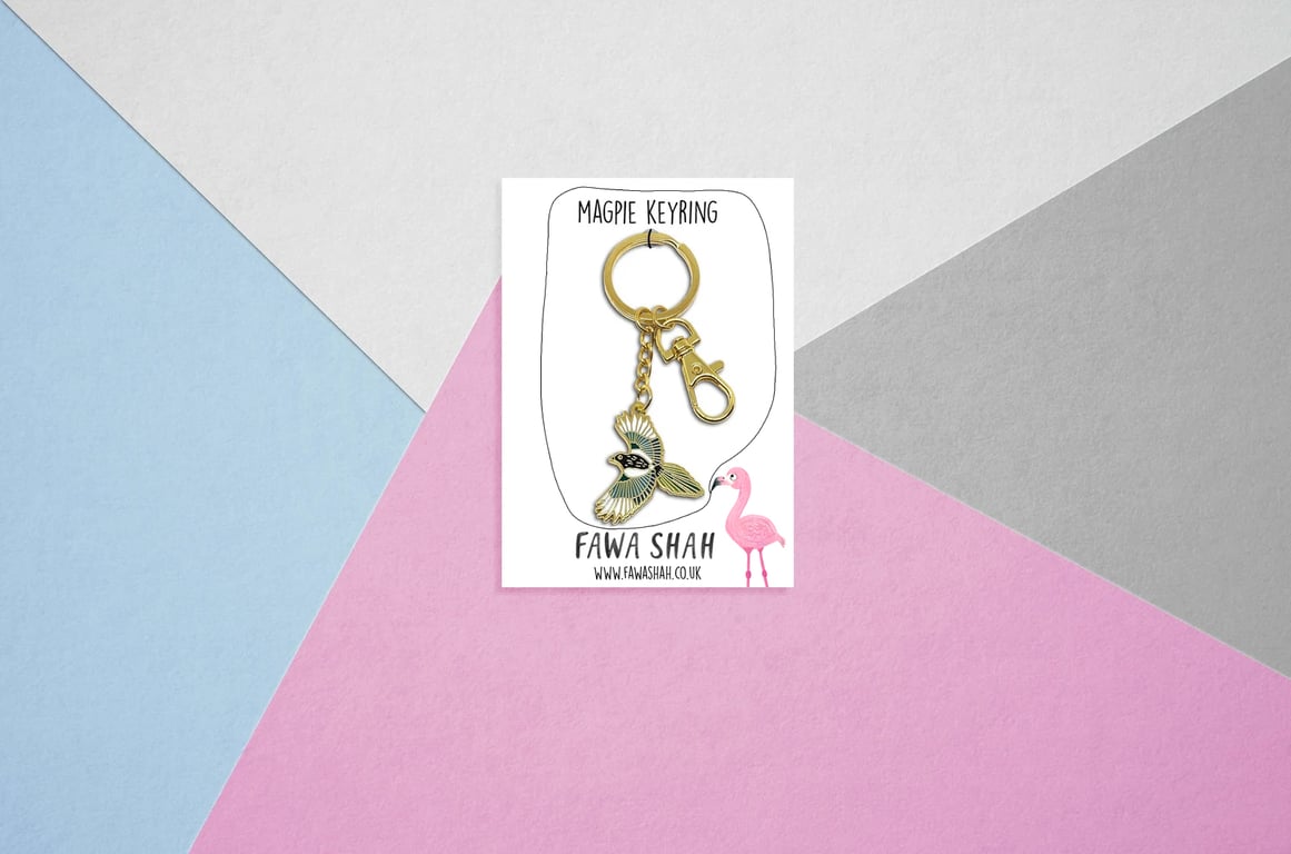 Magpie Keyring - Hard Enamel - Jewellery