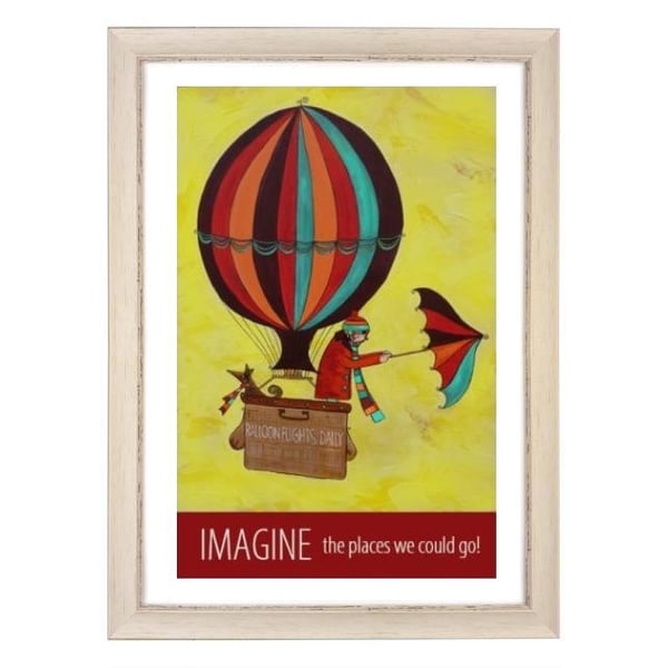 "Imagine" print white frame