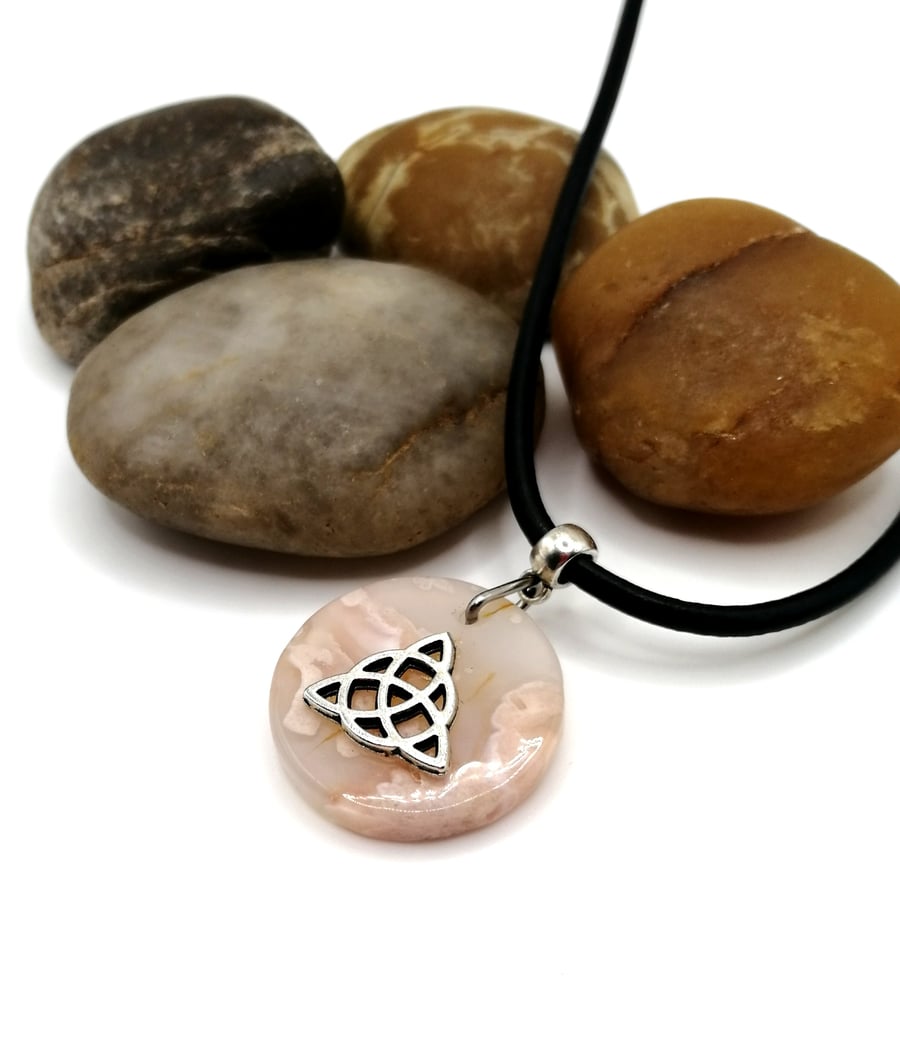 Bloom Agate and Triquetra Pendant