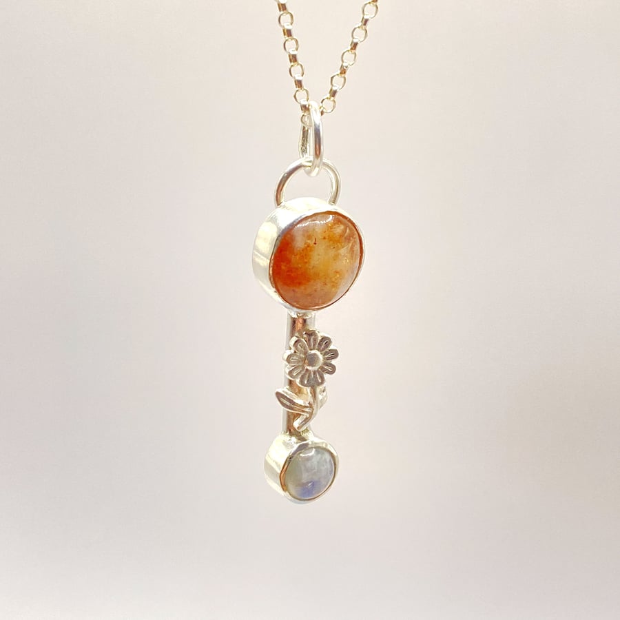 Sun and Moon Silver Pendant 