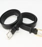 1.5" wide black leather belt; solid brass buckle - Image 4