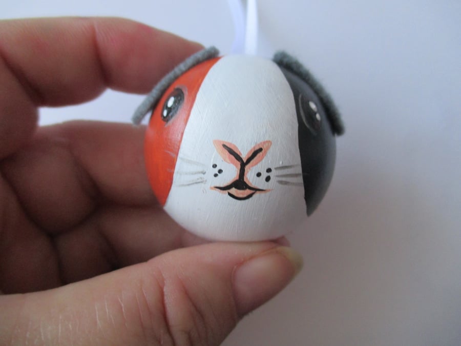 Guinea Pig Hanging Decoration Christmas Tree Bauble Wood Wooden Hand Painted