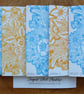 Square Floral Lino Print Card in Blue  - Image 1