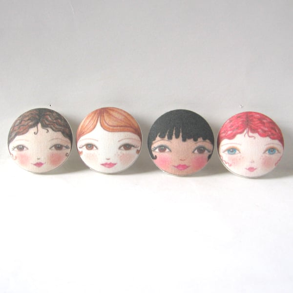 Novelty Face Buttons (Set of 4) 