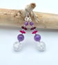 Crackle Quartz, Amethyst & Crystal Earrings, February Birthday, Anniversary Gift - Image 4
