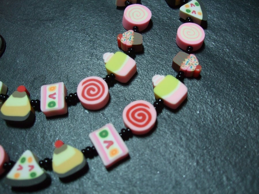 Pick N Mix Collection Let Them Eat Cake Kitsch Fimo Necklace