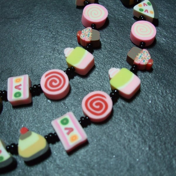 Pick N Mix Collection Let Them Eat Cake Kitsch Fimo Necklace