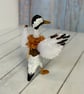 Brown White Indian Runner Duck Spun Cotton Miniature Art Doll - Image 6