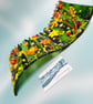 Fused Glass Wavy Panel - Large - Green - Orange - Yellow - Image 2