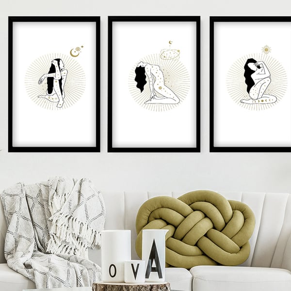 Yoga wall art print gift, Yoga Studio Decor artwork set x 3, yoga gifts for woma