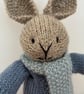 Knitted Rabbit in Blue Jumper and Grey Trousers  - Image 2