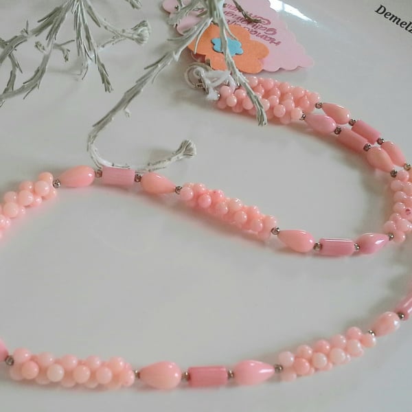 Pretty Dainty Eco Reclaimed Peach Coral (Sterling silver) Necklace