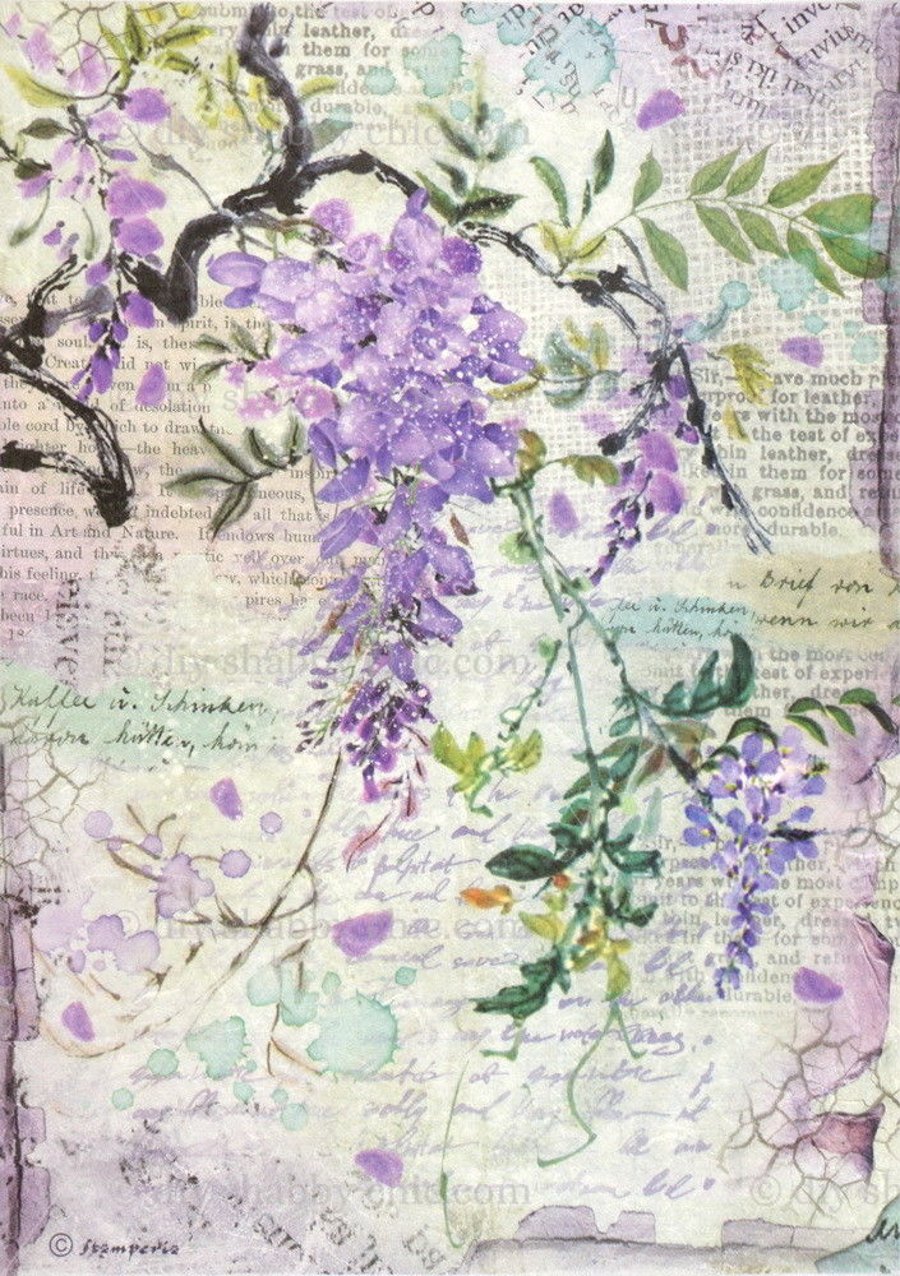 Waterslide Wood Furniture Decal Vintage Image Transfer DIY Shabby Chic Wisteria