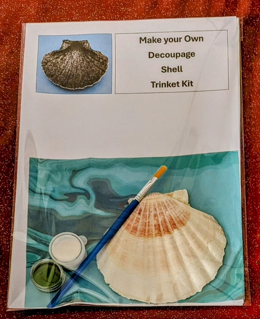 GREEN Scallop Shell Jewellery Trinket Dish Craft Kit