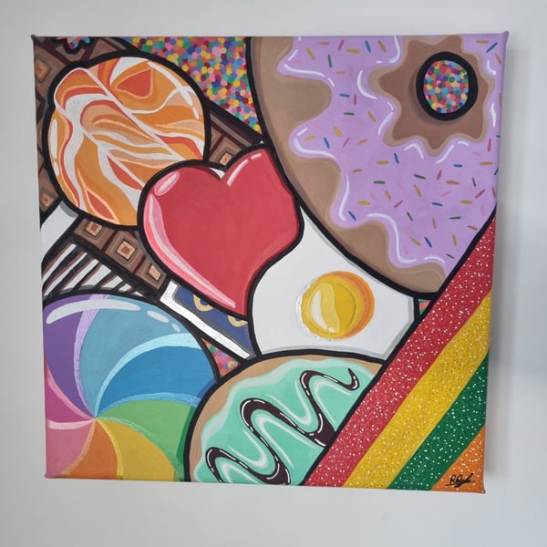 Sweets and Treats Acrylic Canvas Painting Dopamine Decor