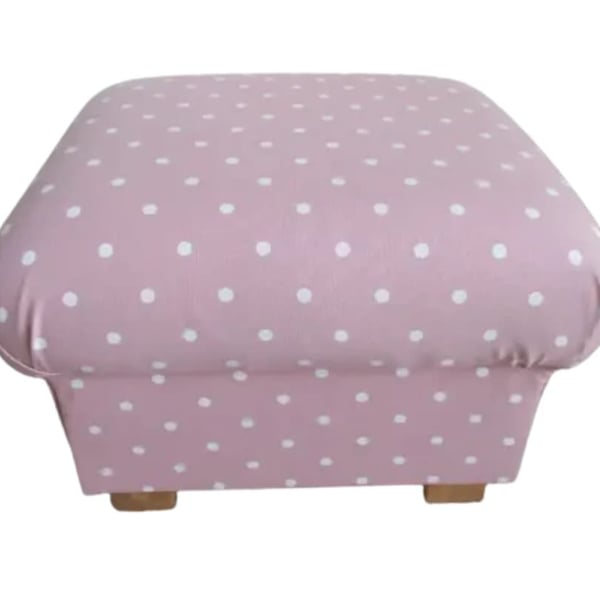 Storage Footstool Dotty Spot Pink Fabric Polka Dots Pouffe Ottoman Spotty