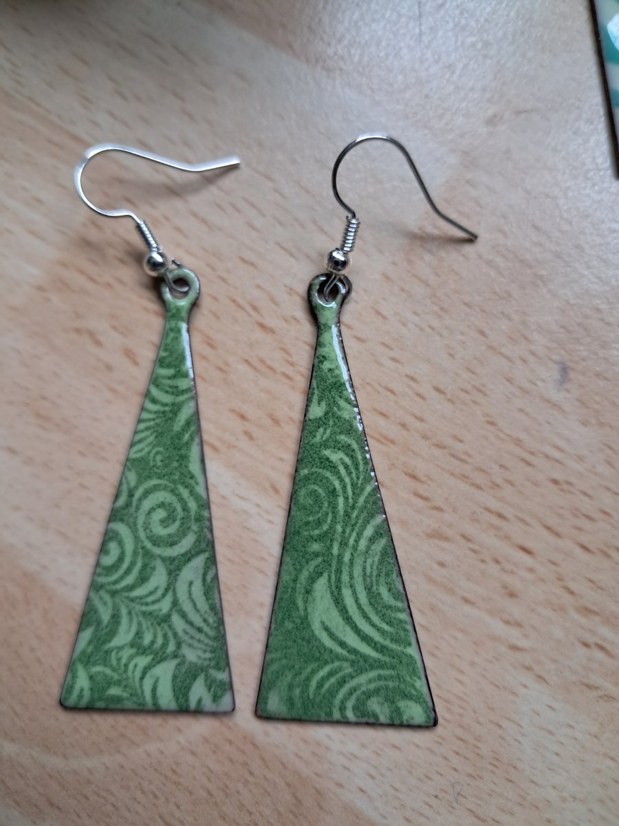 Long triangular dangly earrings
