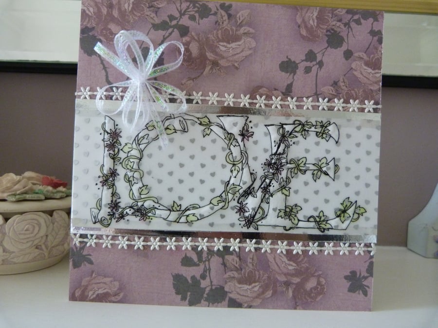 Romantic Rose Art Deco Anniversary Card