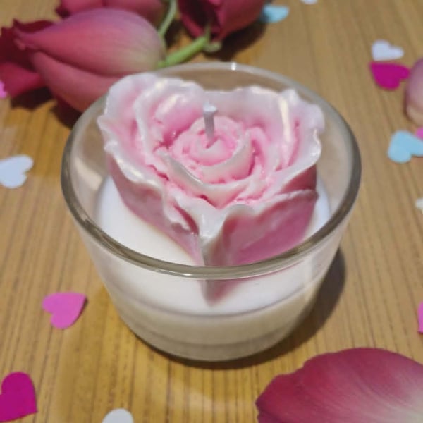 Rose & Lemon Heart Candle - 4oz Glass Jar