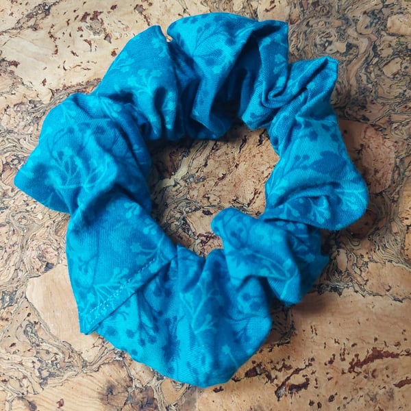 blue floral scrunchie