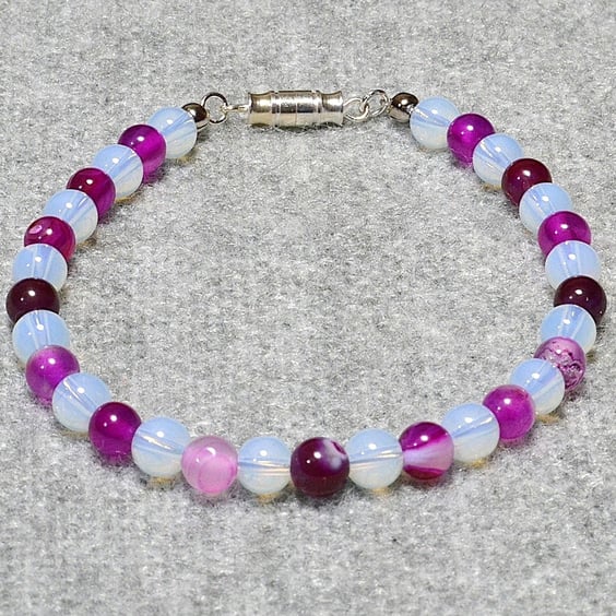 Opalite and Purple Agate Bracelet