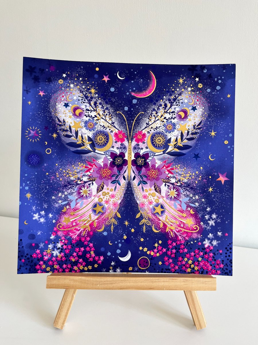 Celestial Butterfly hand finished 10x10" Giclee Art Print