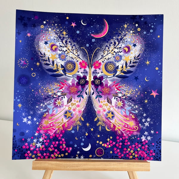 Celestial Butterfly hand finished 10x10" Giclee Art Print
